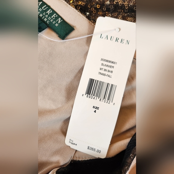 NWT Ralph Lauren Evening Gold Black Sequin Dress - Size 4 - Picture 4 of 13